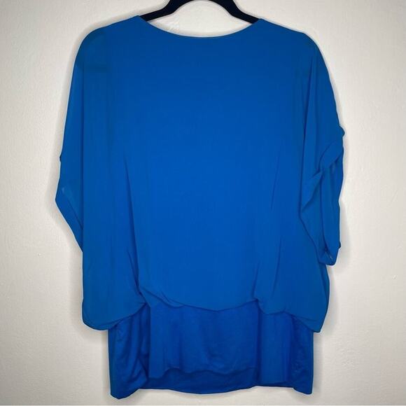 Y2K Joseph A  Blouse SZ 1X Cobalt  Blue Women's Drape 1980’s-90’s Boho - Picture 2 of 9